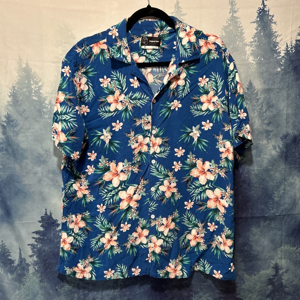 Original Use Button‎ Up Shirt Men's Medium Floral Short Sleeve Tropical Shirt XL